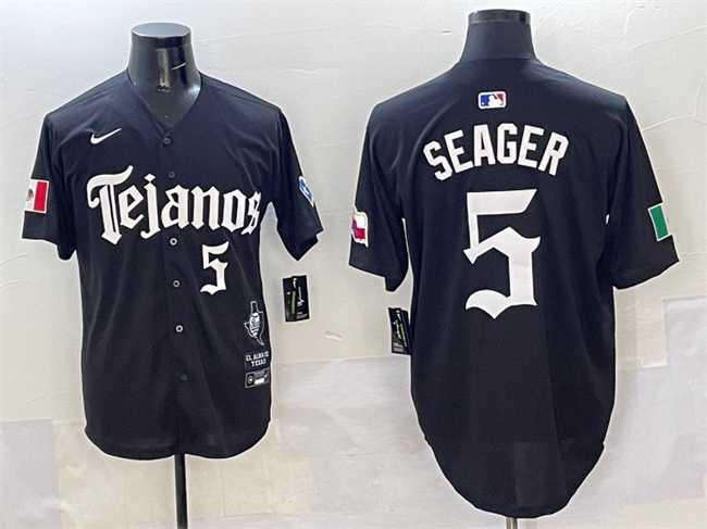 Men%27s Texas Rangers #5 Corey Seager Black Mexico 2025 Vapor Premier Limited Stitched Jersey
